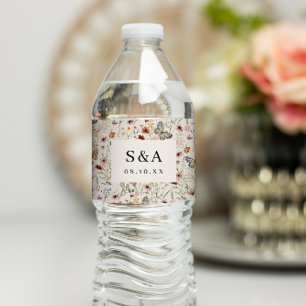 Vinho Rótulo da Garrafa de Água de Casamento Floral