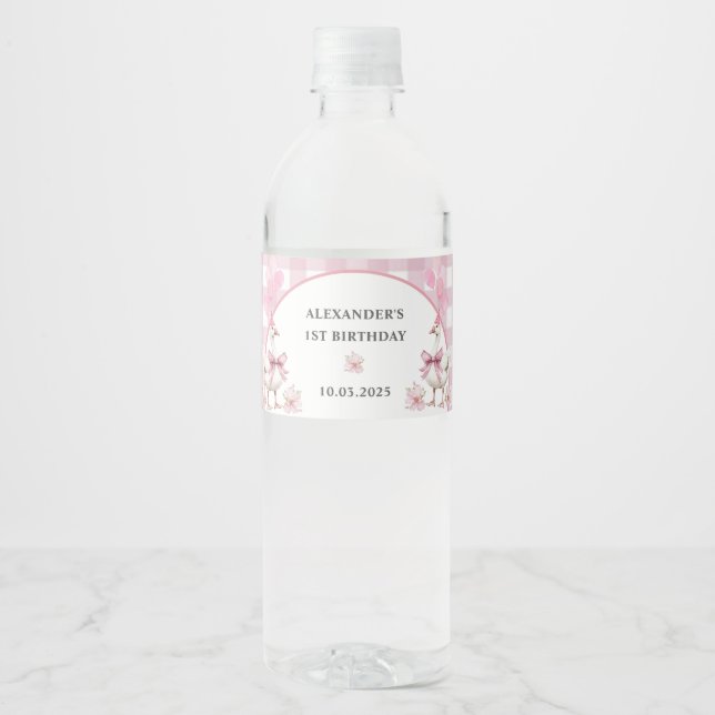 Vinho Rótulo da garrafa de água do primeiro aniversario  (Frente)