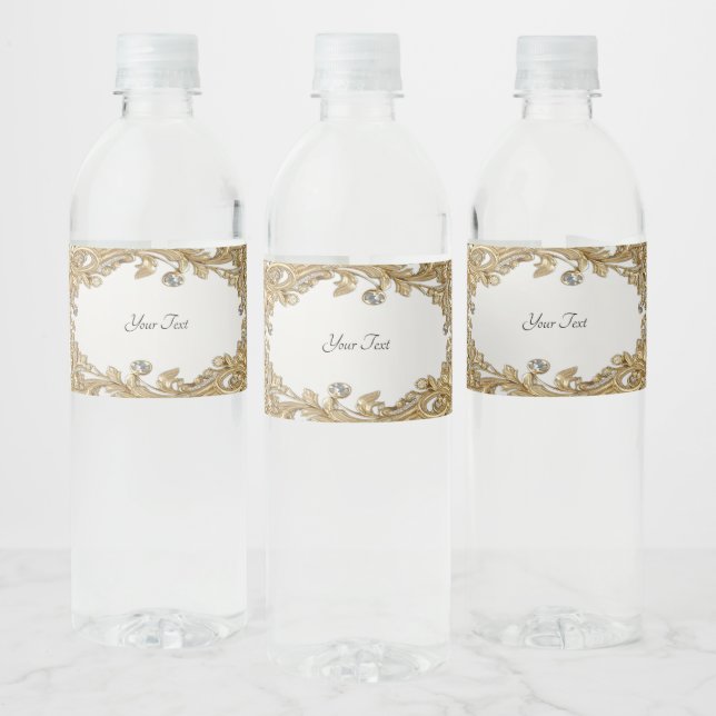 Vinho Rótulo da garrafa de água Dourada decorativa (Garrafas)