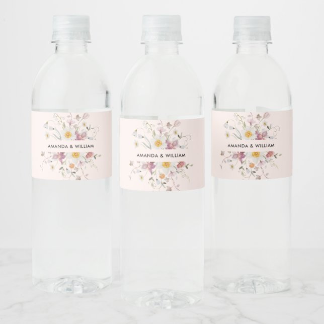 Vinho Rótulo da Garrafa de Água Elegante - Flores de Aqu (Garrafas)