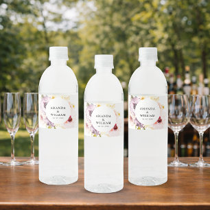 Vinho Rótulo da Garrafa de Água Elegante - Flores de Aqu