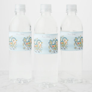Vinho Rótulo da Garrafa Floral de Água Azul