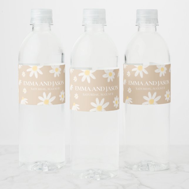 Vinho Rótulo da Garrafa Floral de Água Boho Daisy (Garrafas)