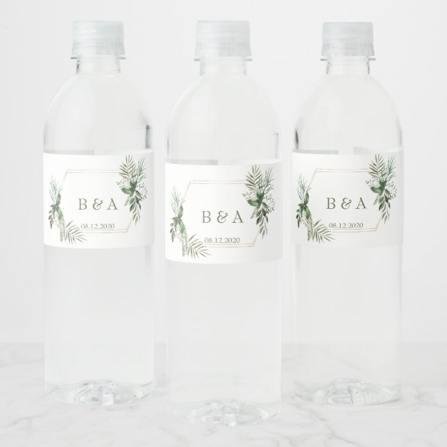 Vinho Rótulo da Garrafa Floral de Água Verde (Garrafas)