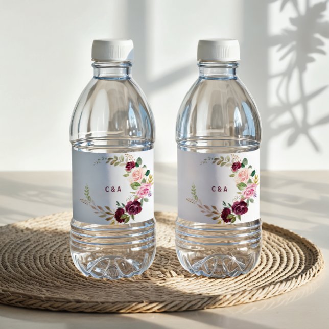 Vinho Rótulo da Garrafa Floral de Água Verde Blush Borgo (Criador carregado)