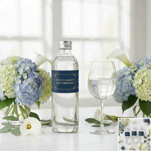 Vinho Rótulo de Garrafa de Água Chic Navy Dourado Aniver