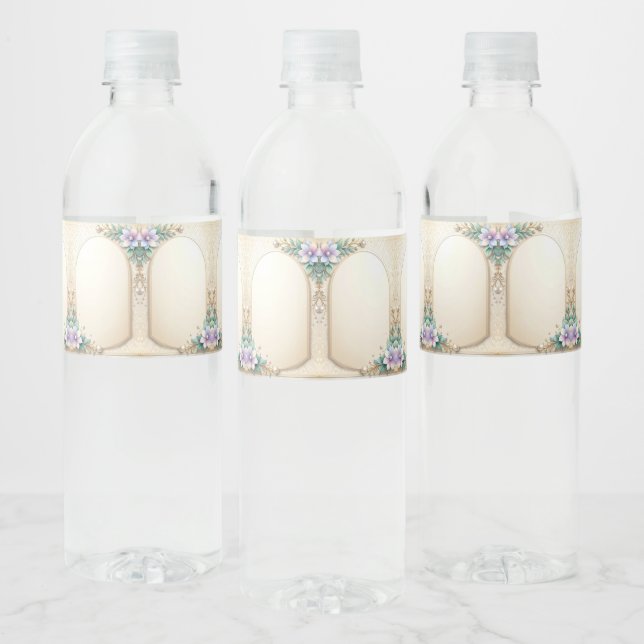 Vinho Rótulo de Garrafa de Água com Moldura Floral Decor (Garrafas)