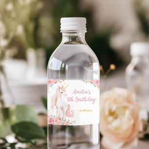 Vinho Rótulo de Garrafa de Água de Aniversário Floral Un
