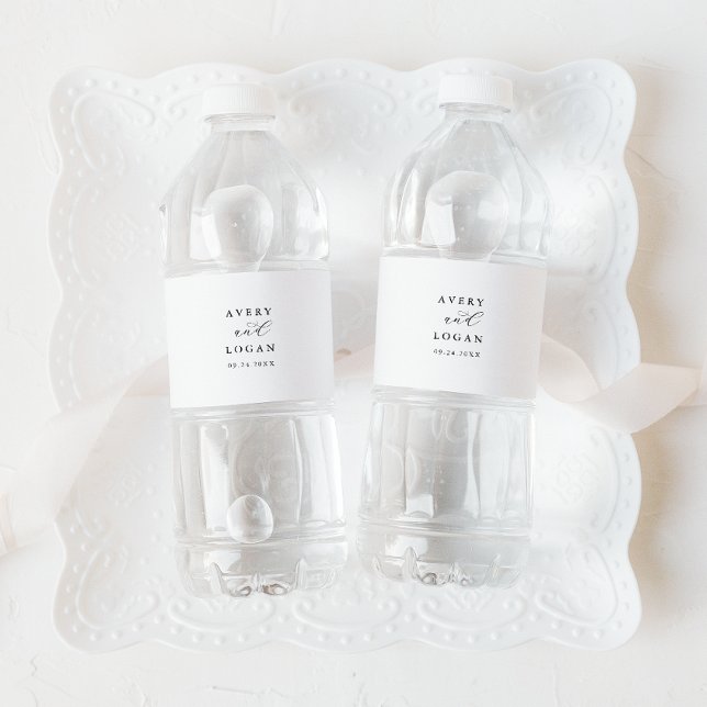 Vinho Rótulo de Garrafa de Água de Casamento Elegante (Criador carregado)