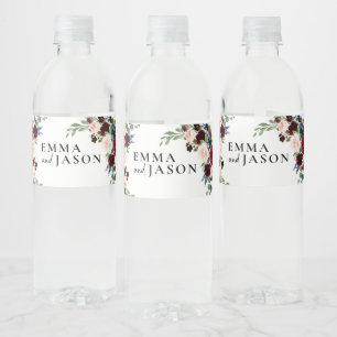 Vinho Rótulo de Garrafa de Água de Casamento Floral Boho