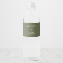 Vinho Rótulo de Garrafa de Água de Casamento Verde Sage