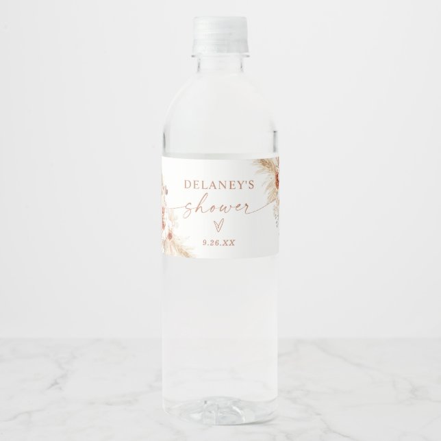 Vinho Rótulo de Garrafa de Água de Chuveiro Boho (Frente)