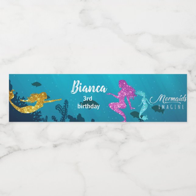 Vinho Rótulo de garrafa de água de sereia personalizada (Rótulo Único)