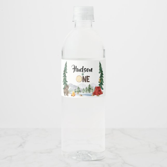 Vinho Rótulo de Garrafa de Água de Um Acampador Feliz (Frente)