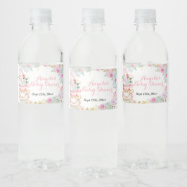 Vinho Rótulo de Garrafa de Água Floral Pastel Chá Baby S