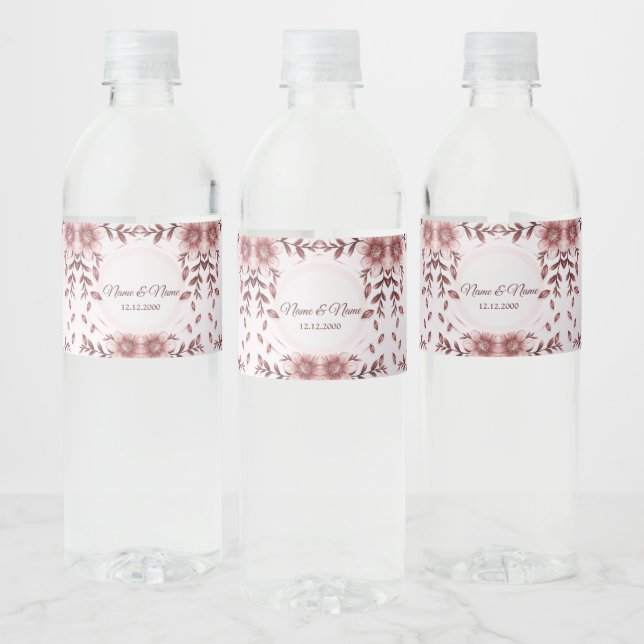 Vinho Rótulo de Garrafa de Água Floral Rosa (Garrafas)