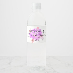 Vinho Rótulo de Garrafa de Água Floral Rosa Aquarela Cas