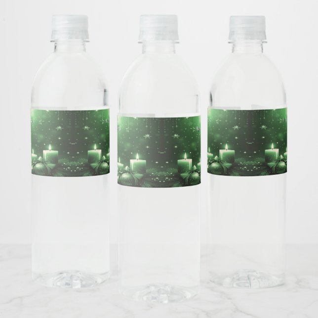 Vinho Rótulo de Garrafa de Água Natal Velas Verdes Festa (Garrafas)