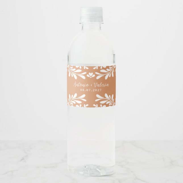 Vinho Rótulo de Garrafa de Água para Casamento Mexicano  (Frente)