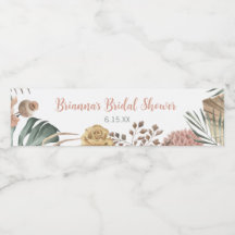 Rótulo de Garrafa de Água para Chá de Noiva Floral
