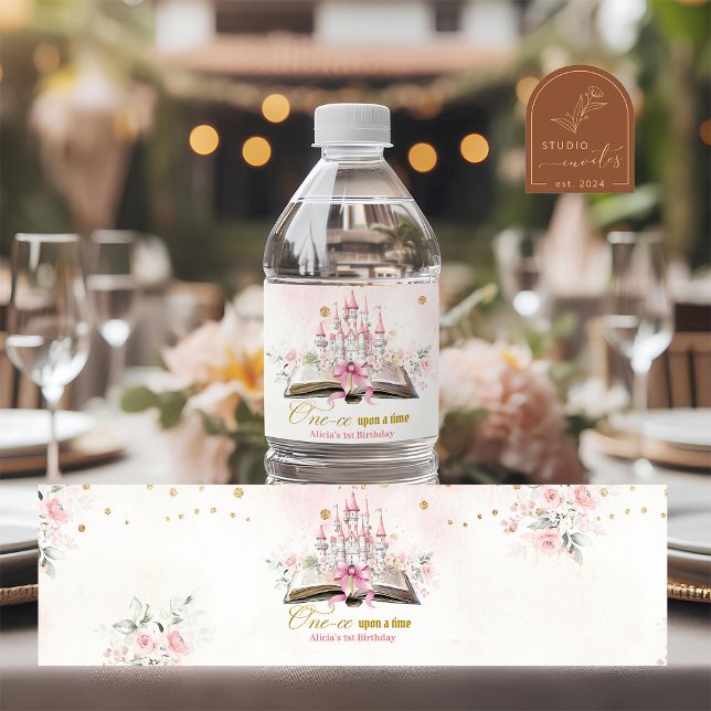 Vinho Rótulo de Garrafa de Aniversário de 1º Blush Pink  (Criador carregado)