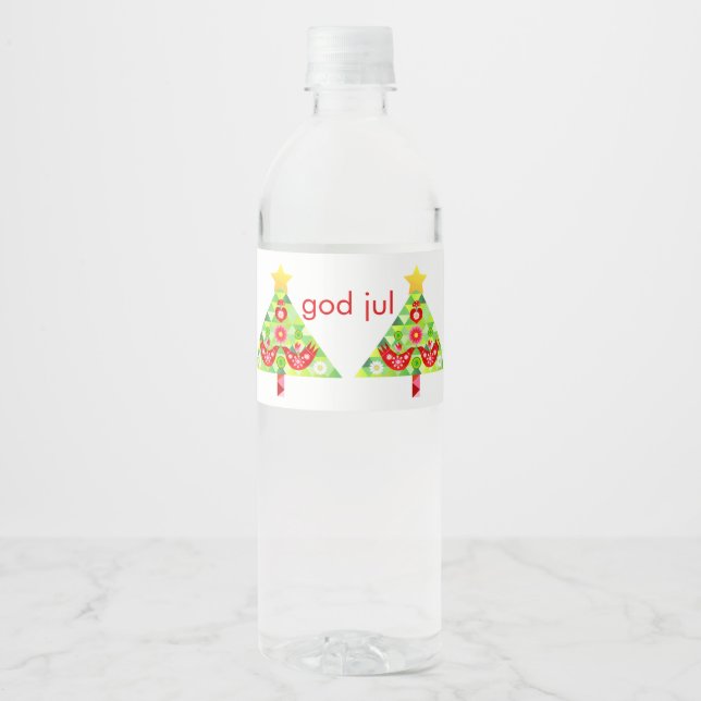 Vinho Rótulo de Garrafa de Aves Feriadas do Mod Scandi (Frente)