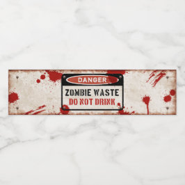 Vinho Rótulo de garrafa de lixo zumbi com sinal de perig