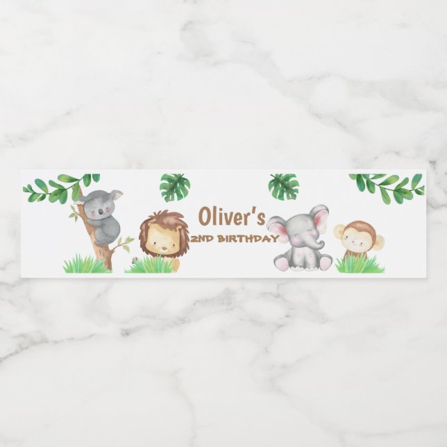 Vinho Rótulo de Garrafa para Animais da Selva Personaliz (Rótulo Único)