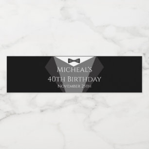 Vinho rótulo de garrafa smoking preto prata