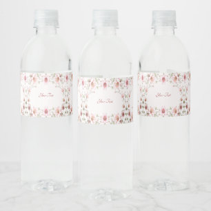 Vinho Rótulo Elegante de Garrafa de Água Floral Rosa Bra