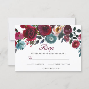 Vinho Vermelho Burgundy Casamento Floral RSVP