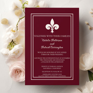 Vinho Vermelho Fleur de Lis Convite Para Casamento