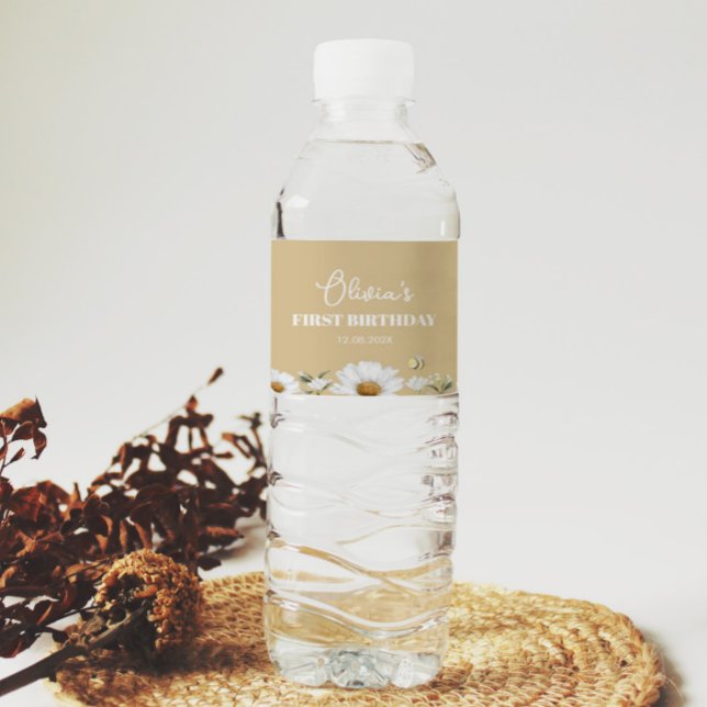 Vinho Vintage Daisy Bee Birthday - Rótulo da Garrafa de  (Criador carregado)