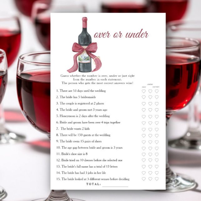 Vino before Vows Bridal shower Over or under game (Criador carregado)