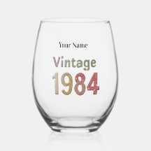 Vintage1984 Vidro De Vinho Personalizado: Lembranç