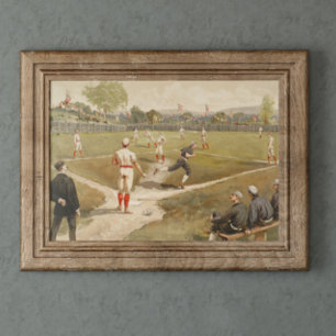 Vintage 1800s - Poster do jogo de beisebol