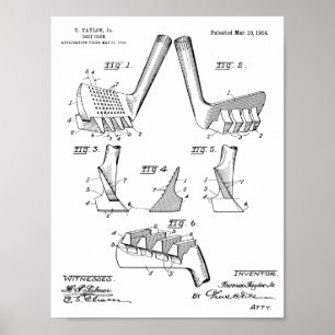 Vintage 1914 Golf Club Design Patent Art Impressão
