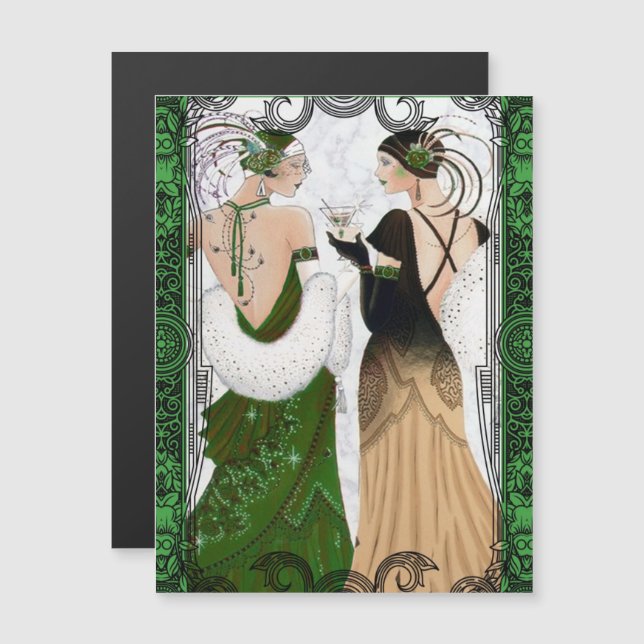 Vintage 1920 Natal Martini Flapper Damas (Frente/Verso)