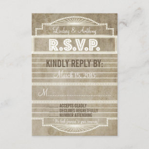 Vintage 1920 - RSVP de Casamento da Marca do Filme