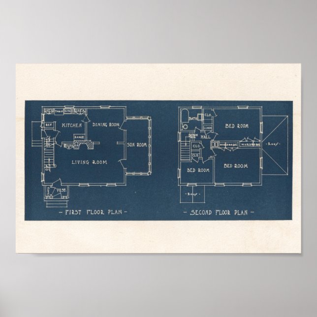 Vintage 1927 House Design 10A5 Impressão Interior (Frente)
