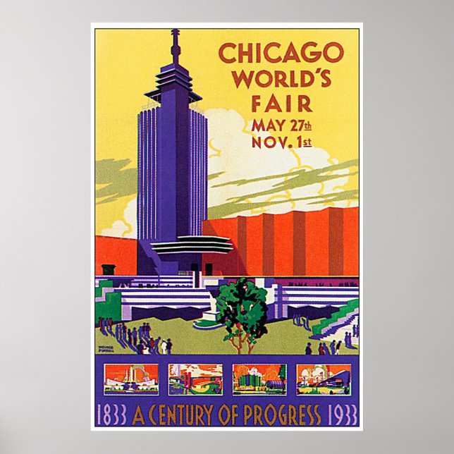 Vintage 1933 Chicago World Fair Poster (Frente)