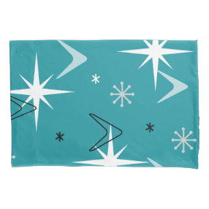 Vintage 1950s Boomerangs Stars Teal