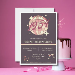 Vintage 1954 71rua aniversário Retro roxo Convite