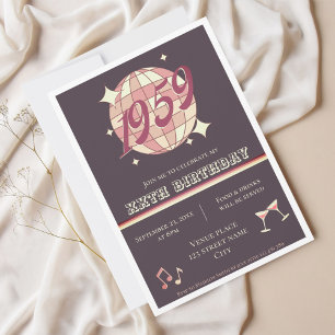 Vintage 1959 65º aniversário 66º Convite Retroativ