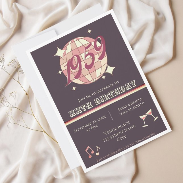 Vintage 1959 65º aniversário 66º Convite Retroativ (Criador carregado)