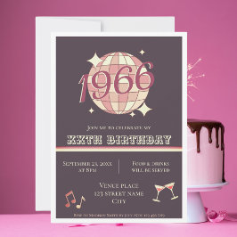 Vintage 1966 60º aniversário retro púrpura Convite