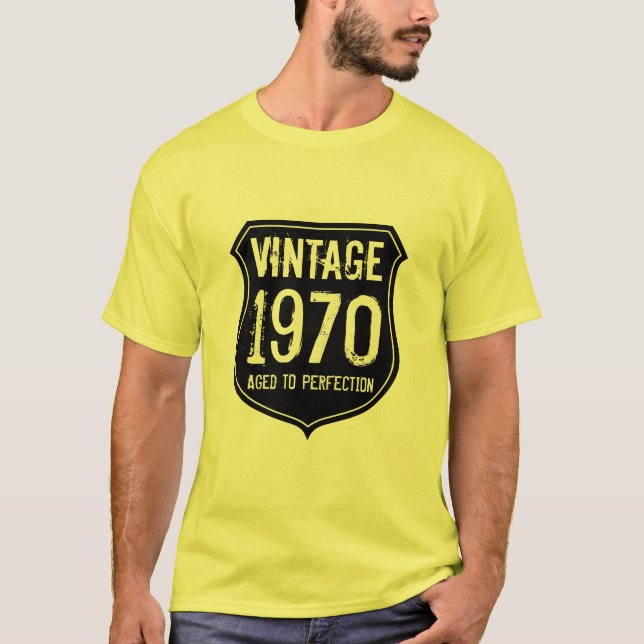 Vintage 1970 envelhecida à perfeição em camisa par (Frente)