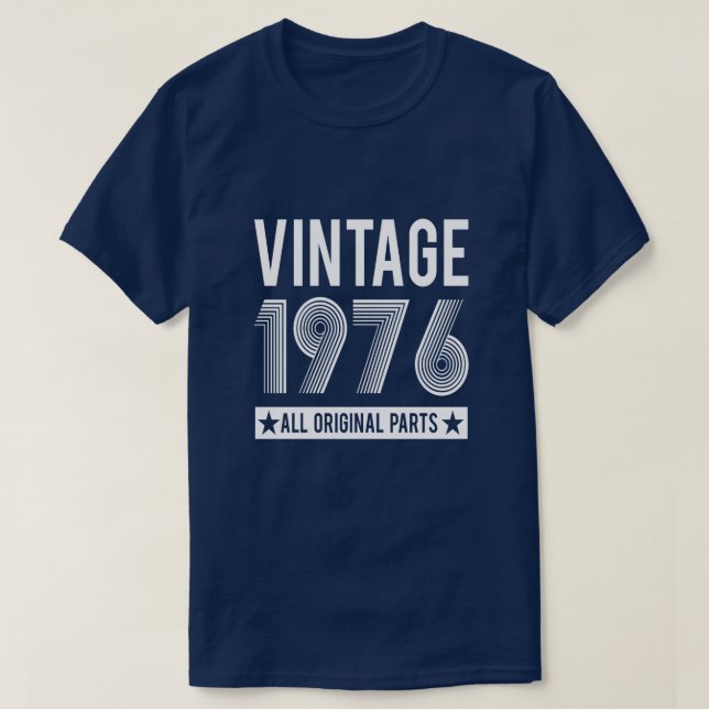 Vintage 1976 Basic Birthday T-Shirt (Frente do Design)
