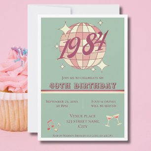 Vintage 1984 41rua convite de festas retrógrado