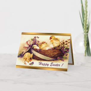 Vintage 3 Galinhas E Ovos Cartões De Páscoa